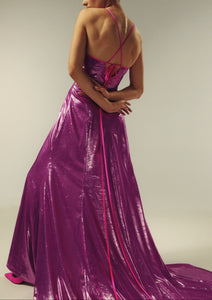 SCOOP NECK EVENING GOWN